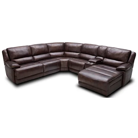 Six Piece Power Reclining Sectional Sofa with Cupholder Storage Console and USB Ports